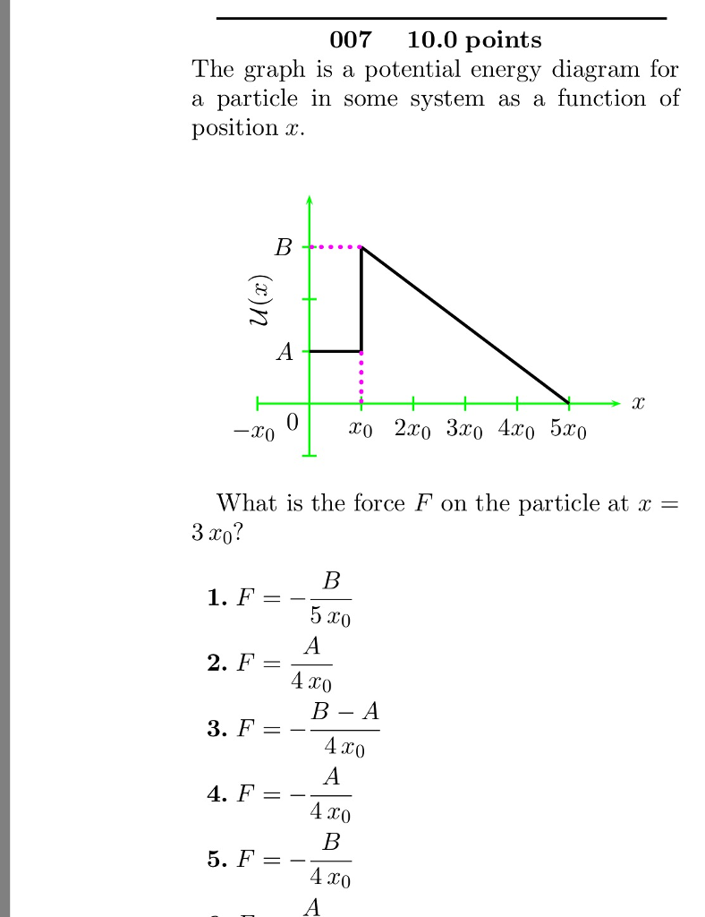 Solved 007 10.0 points The graph is a potential energy | Chegg.com