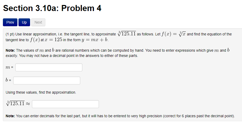 Solved Section 3.10a: Problem 4 Prev Up Next (1 pt) Use | Chegg.com