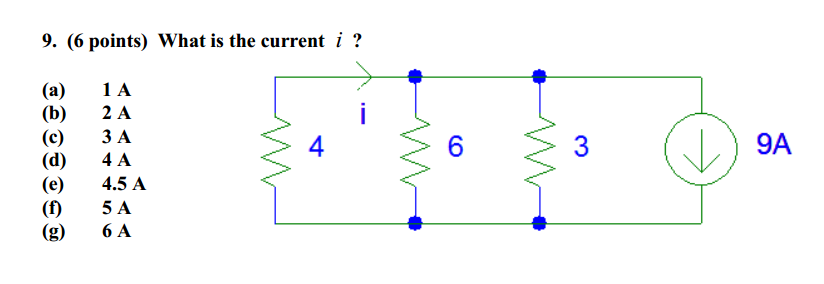 Solved What is he current i? (a)1A (b)2A (c)3A (d)4A (e)4.5A | Chegg.com