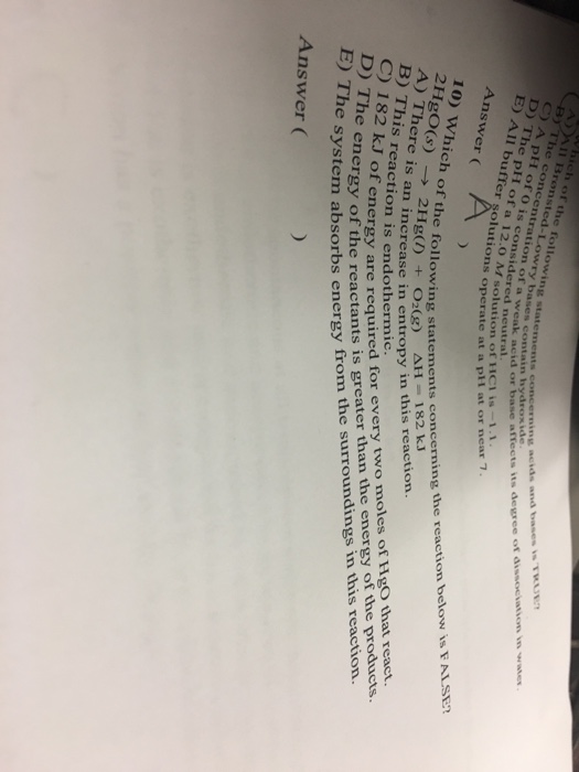 1 which of the following statements is true concerning acids and bases