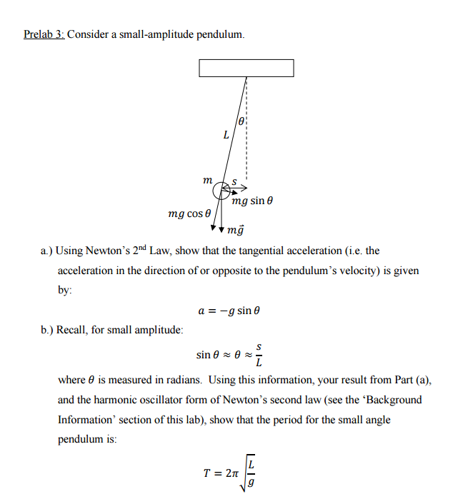 Solved Consider a smallamplitude pendulum. a.) Using