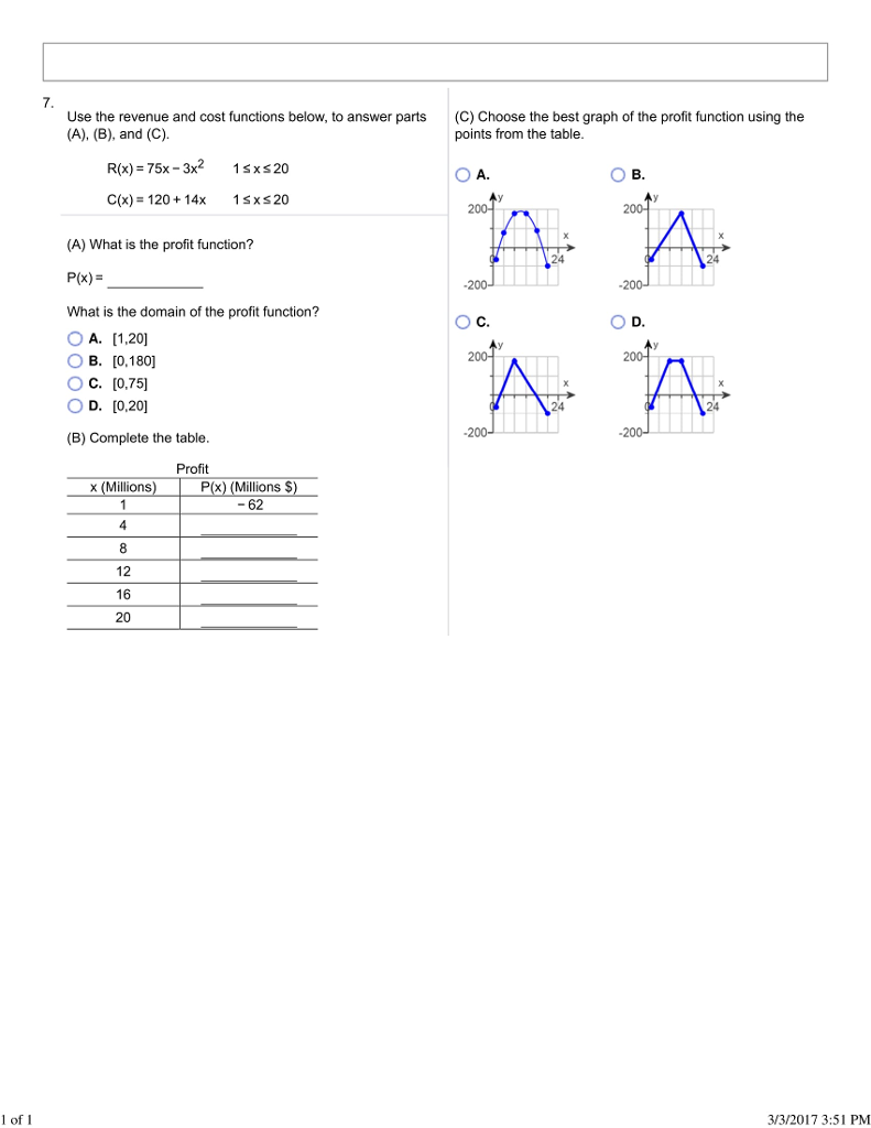 Solved Use the revenue and cost functions below, to answer | Chegg.com
