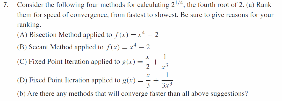 Solved Consider The Following Four Methods For Calculating | Chegg.com