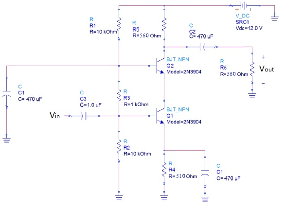 Solved A single BJT common-base amplifier circuit with two | Chegg.com