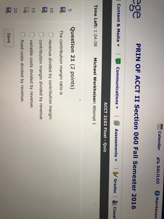 Solved The contribution margin ratio is revenue divided by