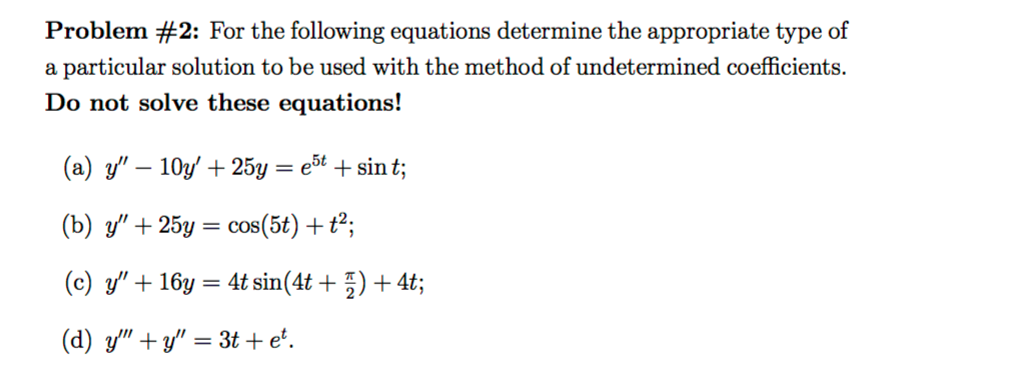 Solved For The Following Equations Determine The Appropriate | Chegg.com