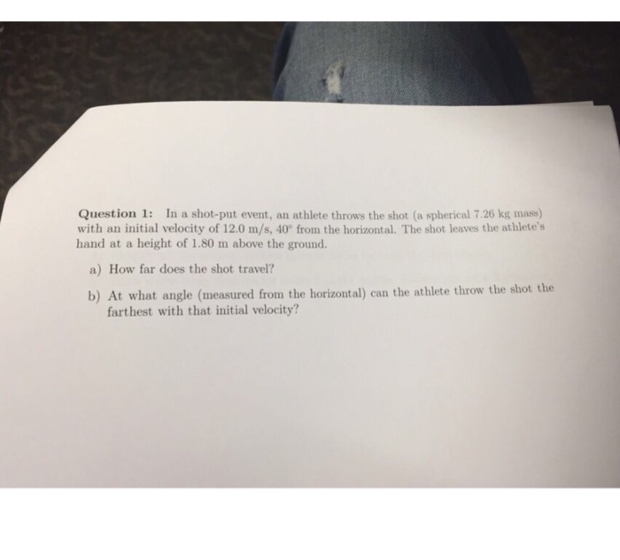 Solved In a shotput event, an athlete throws the shot (a