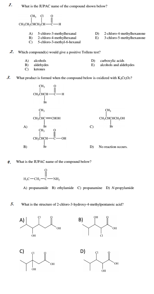 Solved What is the IUPAC name of the compound shown below? | Chegg.com