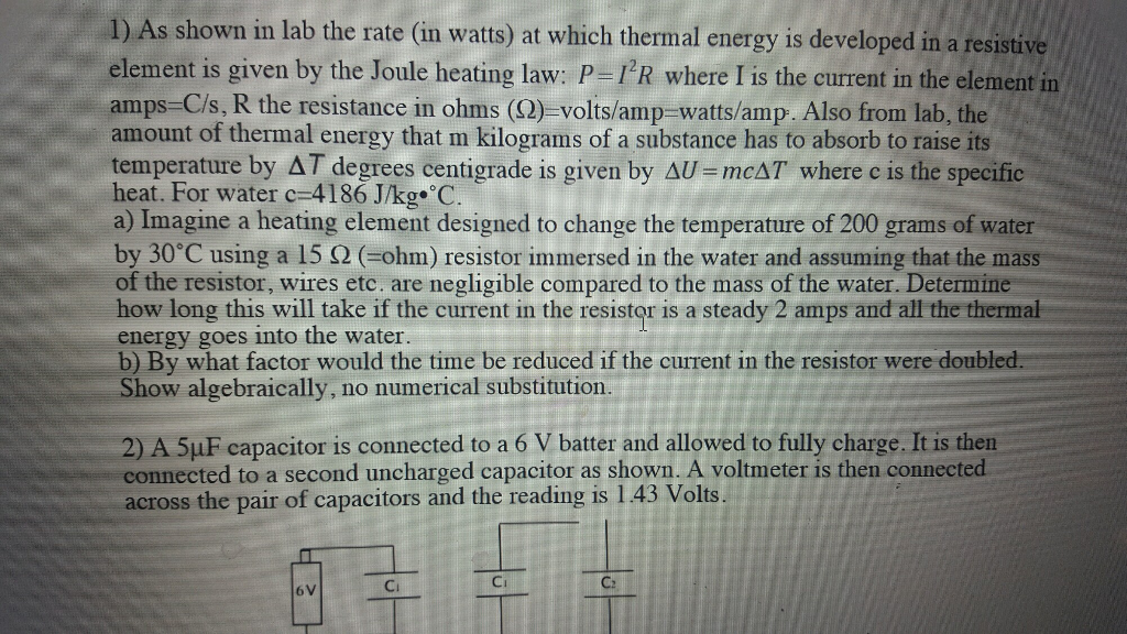Solved 1) As shown in lab the rate (in watts) at which