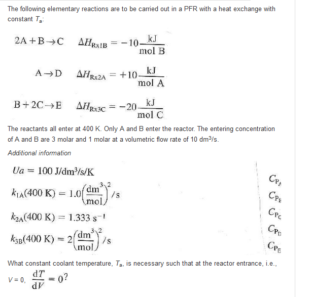 Solved The Following Elementary Reactions Are To Be Carried 