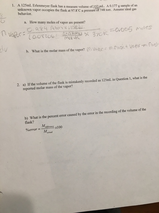 Solved A 125mL Erlenmeyer flask has a measure volume