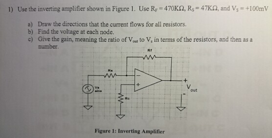 Solved 1) Use the inverting amplifier shown in Figure 1, Use | Chegg.com