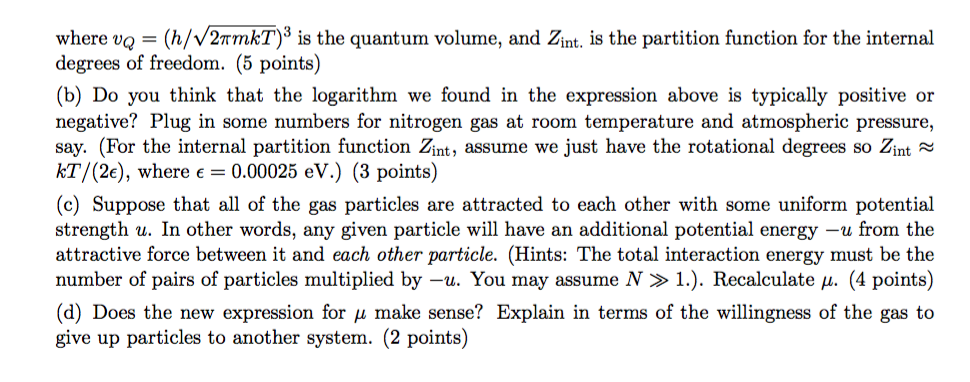 2 Chemical potential and partition functions (14 | Chegg.com