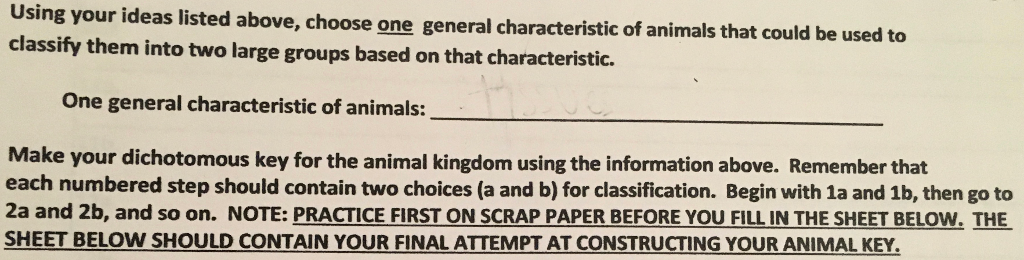 I need help constructing a dichotomous key including | Chegg.com