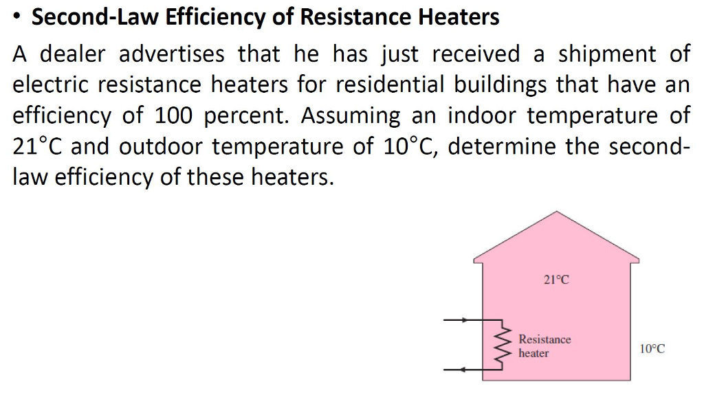 Solved . SecondLaw Efficiency of Resistance Heaters A