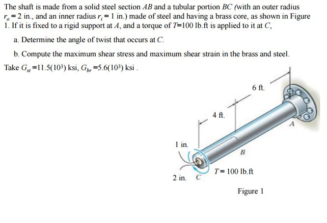 Solved The shaft is made from a solid steel section AB and a | Chegg.com