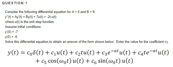 Solved QUESTION 1 Consider the following differential | Chegg.com