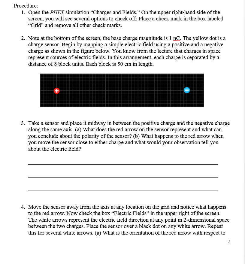 Solved Procedure 1. Open The PHET Simulation "Charges An...