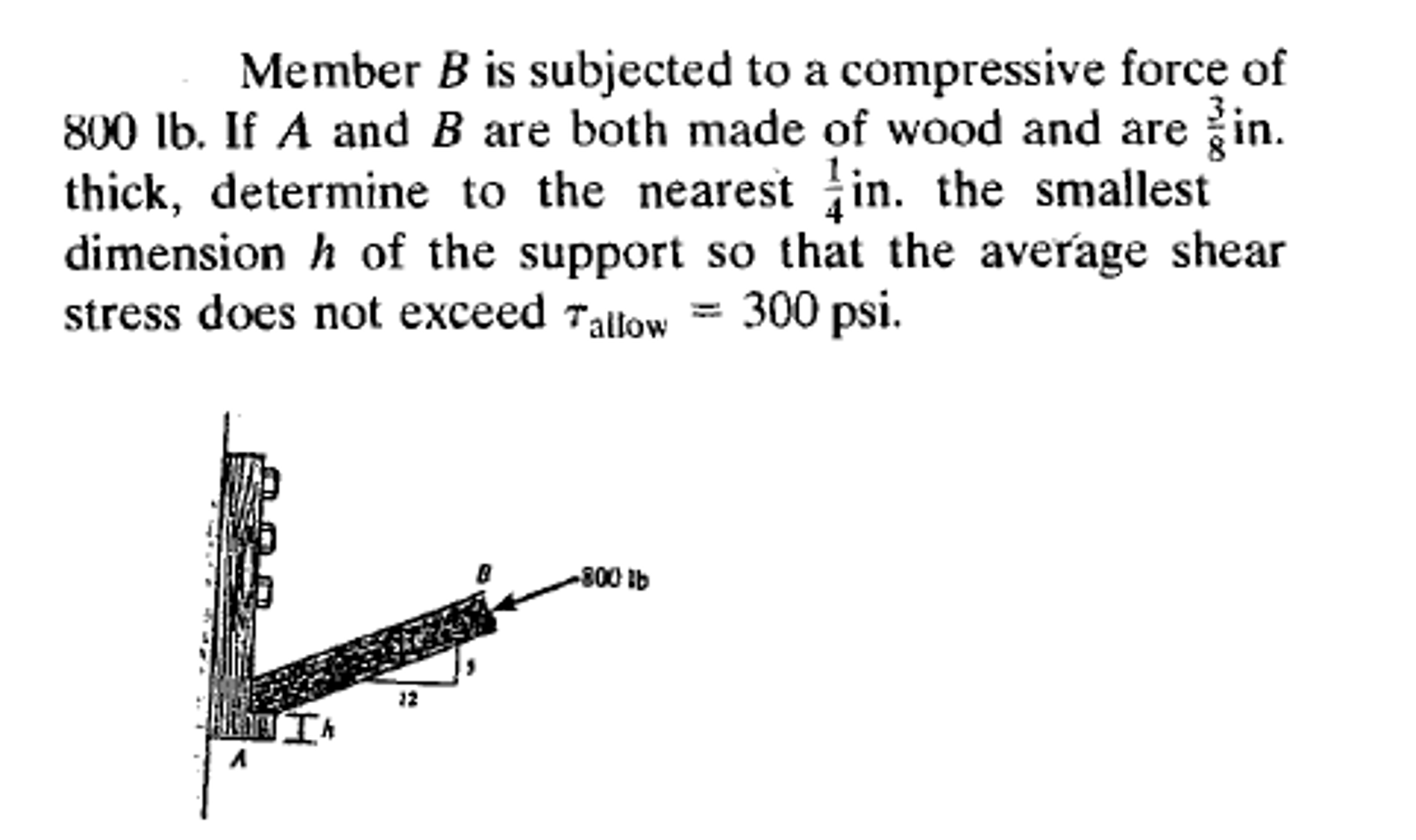 Solved Member B Is Subjected To A Compressive Force Of 800 | Chegg.com