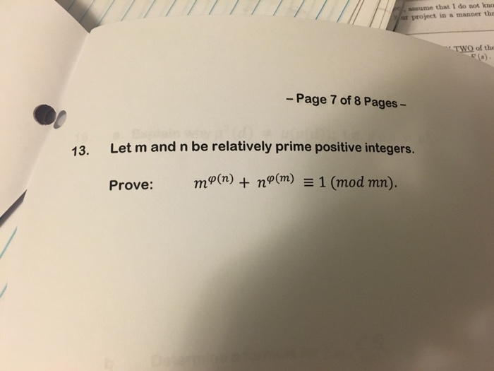 Solved Let M And N Be Relatively Prime Positive Integers. | Chegg.com