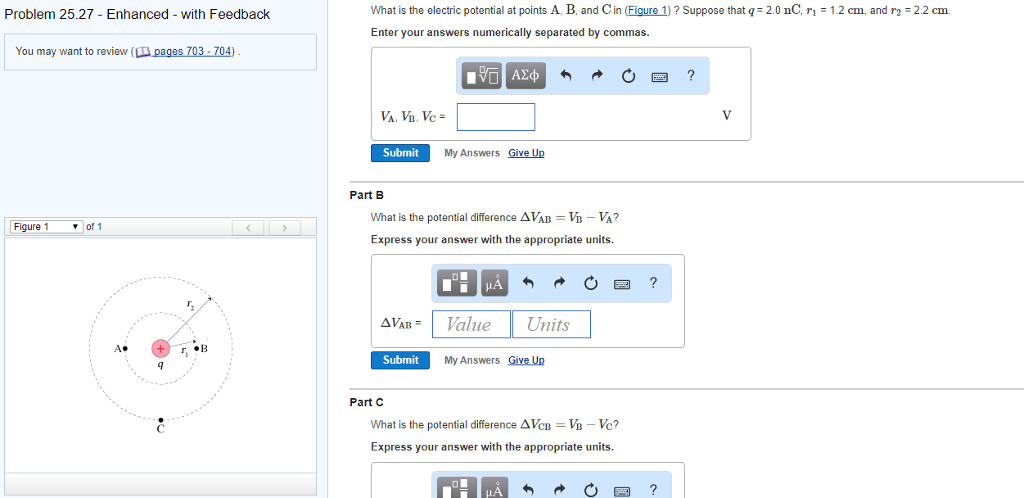 Solved What Is The Electric Potential At Points A. B, And C | Chegg.com