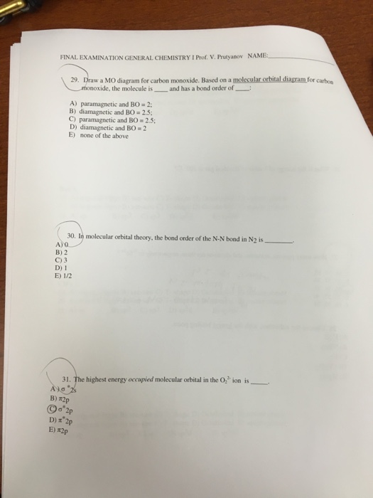 Solved Draw a MO diagram for carbon monoxide. Based on a | Chegg.com