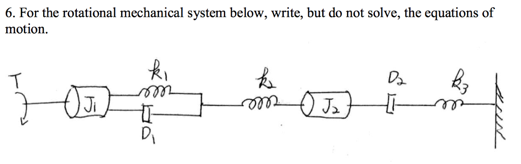 Solved For The Rotational Mechanical System Below Write Chegg Com