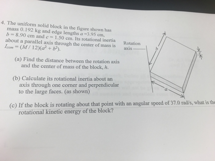 Solved The Uniform Solid Block In The Figure Shown Has Mass | Chegg.com