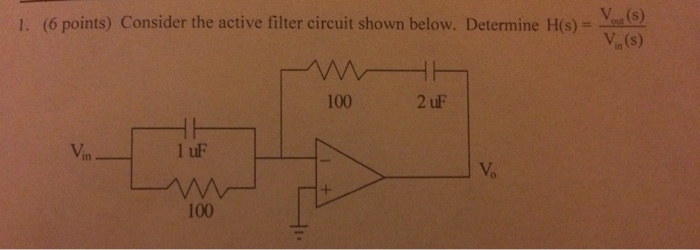 Solved Consider the active filter circuit shown below. | Chegg.com