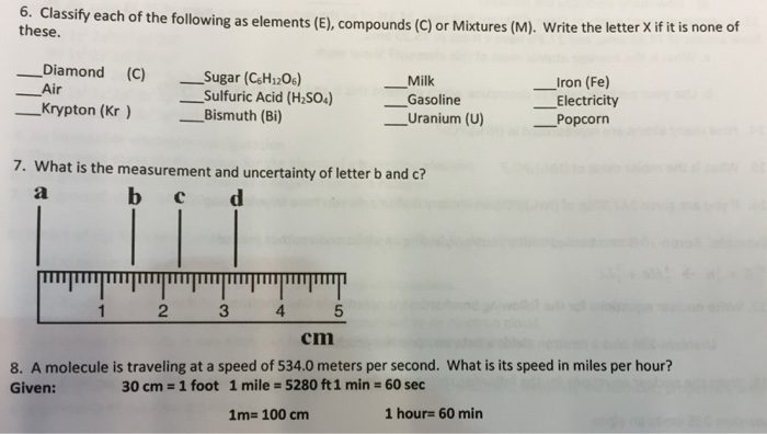 Solved Classify each of the following as elements(e) | Chegg.com