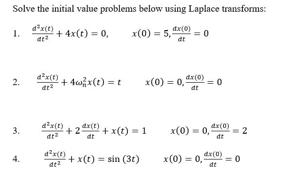 Solved Solve the initial value problems below using Laplace | Chegg.com