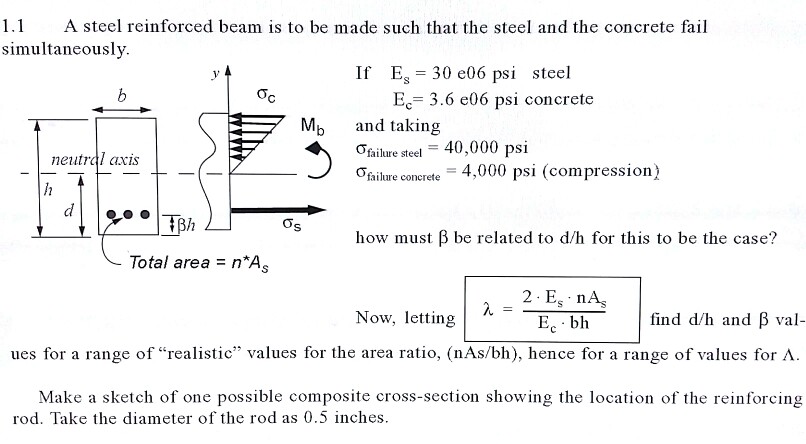 Solved 1. A steel reinforced beam is to be made such that | Chegg.com