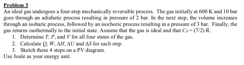 Solved Problem 3 An Ideal Gas Undergoes A Four-step | Chegg.com