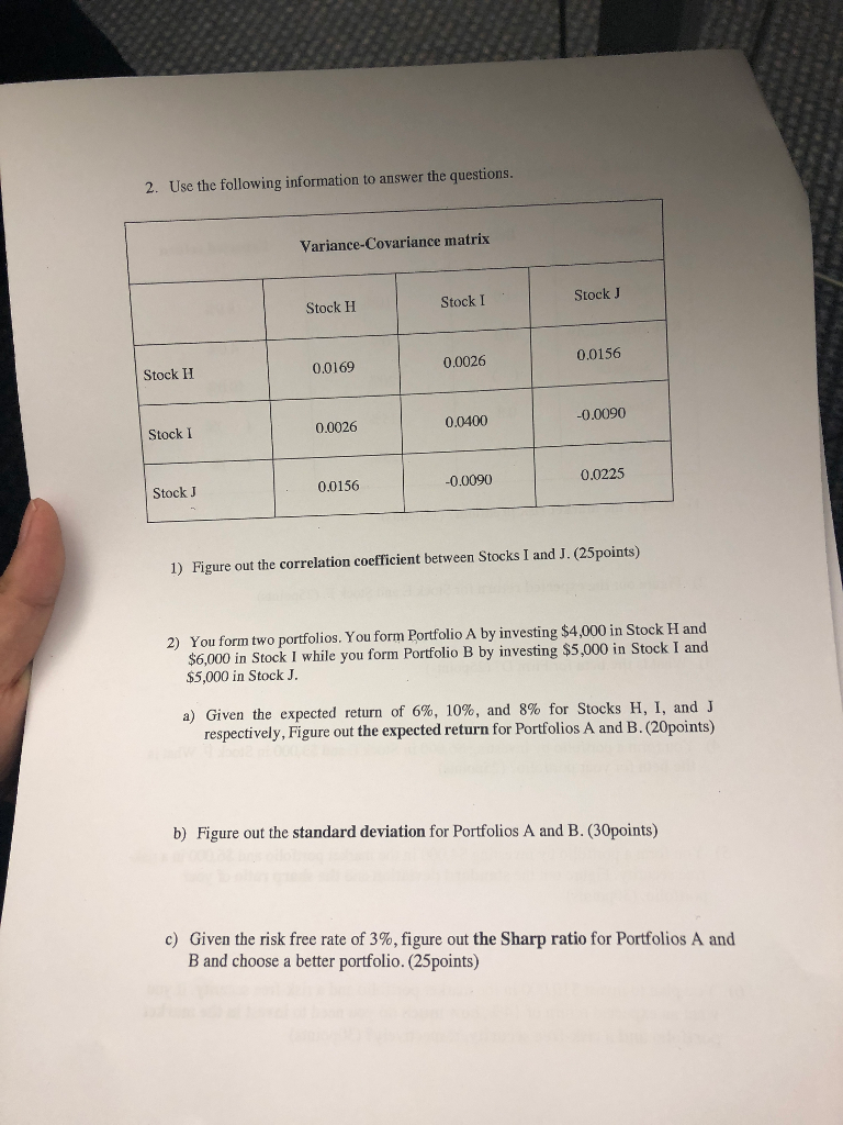 Solved 2 Use The Following Information To Answer The Chegg Solved 2 Use The Following Information To Answer The Chegg