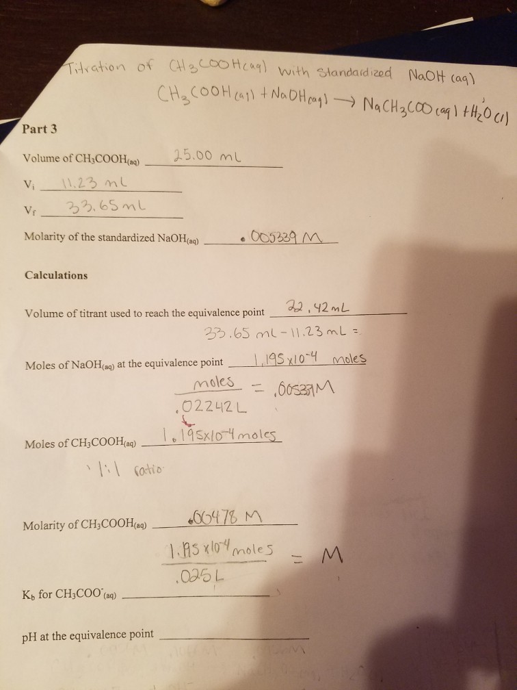 Solved Titration of Acetic acid with standardized NaOH.
