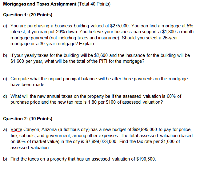 assignment 8 mortgages