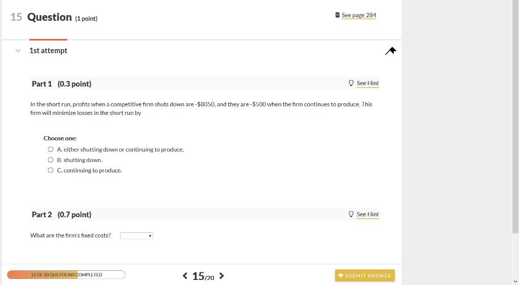 Solved Q See page 284 15 Question ( point) 1st attempt Part | Chegg.com