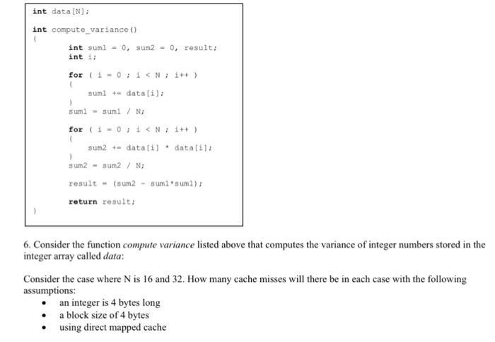 Solved Consider the function compute variance listed above | Chegg.com