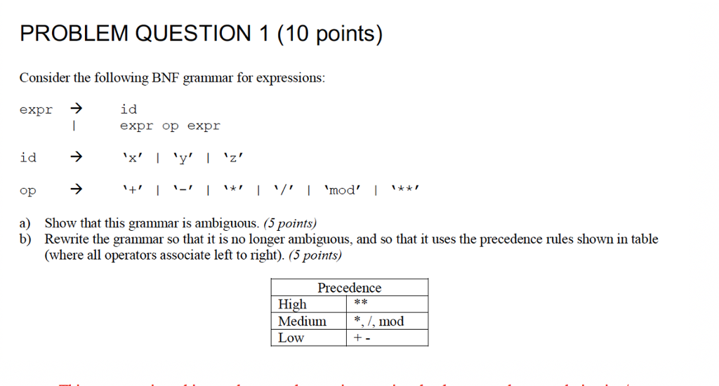 Solved PROBLEM QUESTION 1 (10 points) Consider the following | Chegg.com