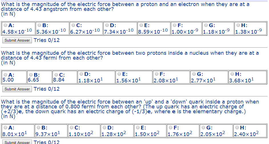 magnitude of electric force unit