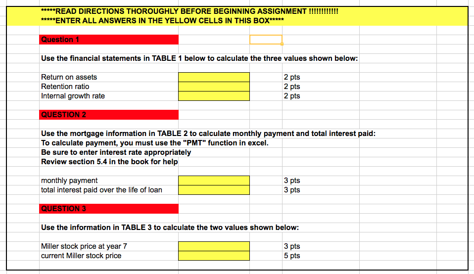Please fill in the yellow boxes and Dividend and Cash | Chegg.com