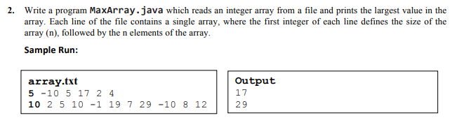 Solved Write a program MaxArray.java which reads an integer | Chegg.com