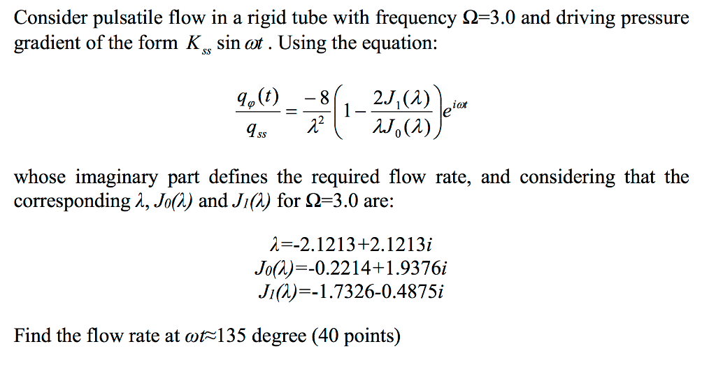 Solved Consider pulsatile flow in a rigid tube with | Chegg.com