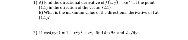 Solved Find the directional derivative of f(x, y) = xe^xy at | Chegg.com