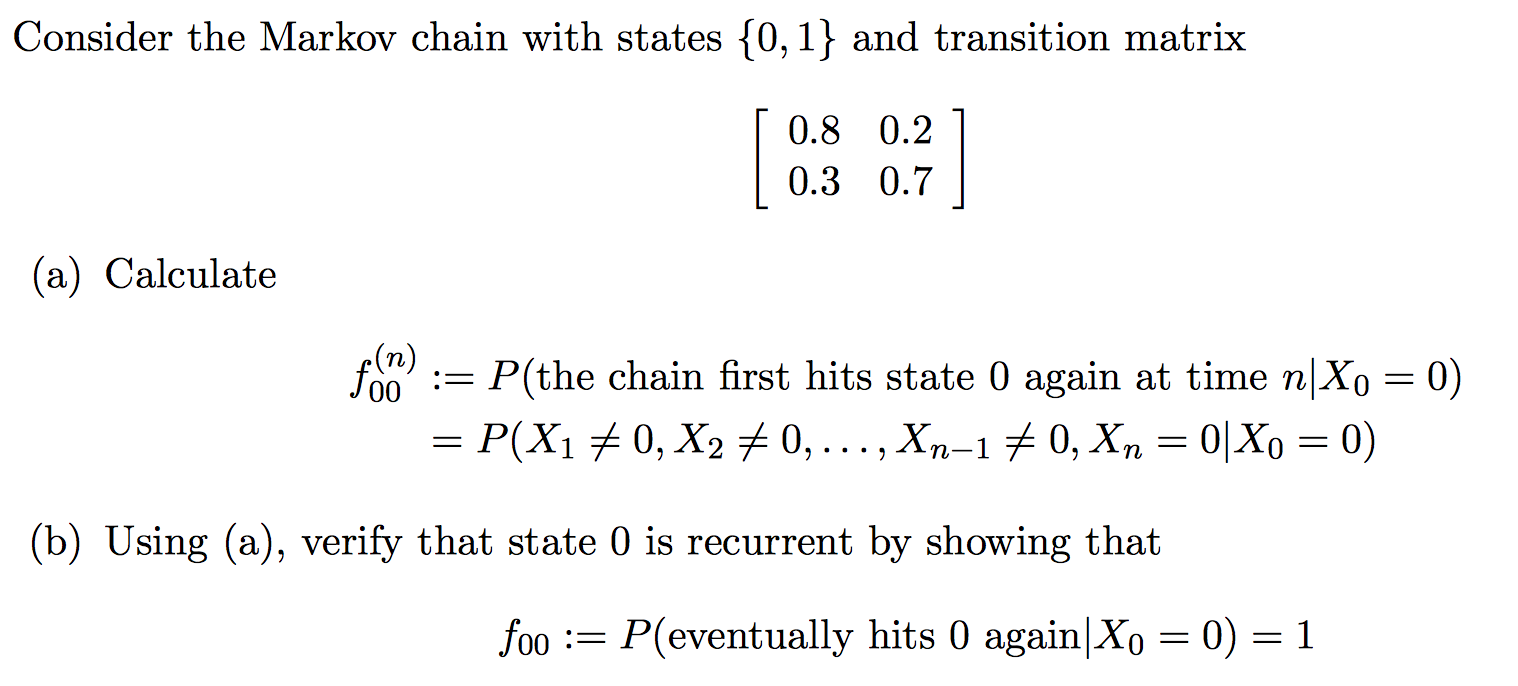 Consider the Markov chain with states {0, 1} and | Chegg.com