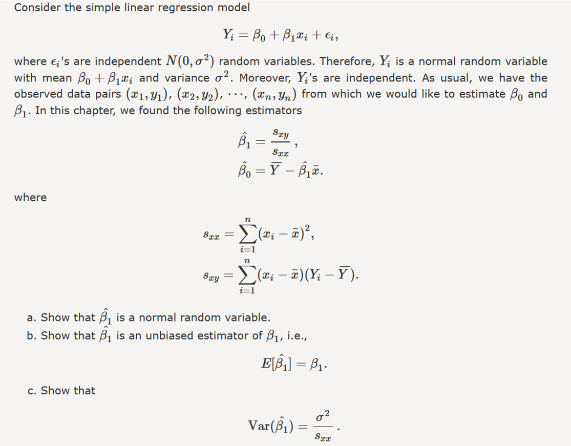 Solved Consider The Simple Linear Regression Model Where | Chegg.com