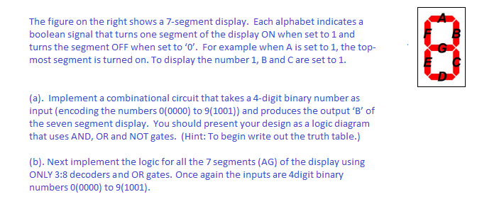 Solved The Figure On The Right Shows A 7-segment Display. | Chegg.com