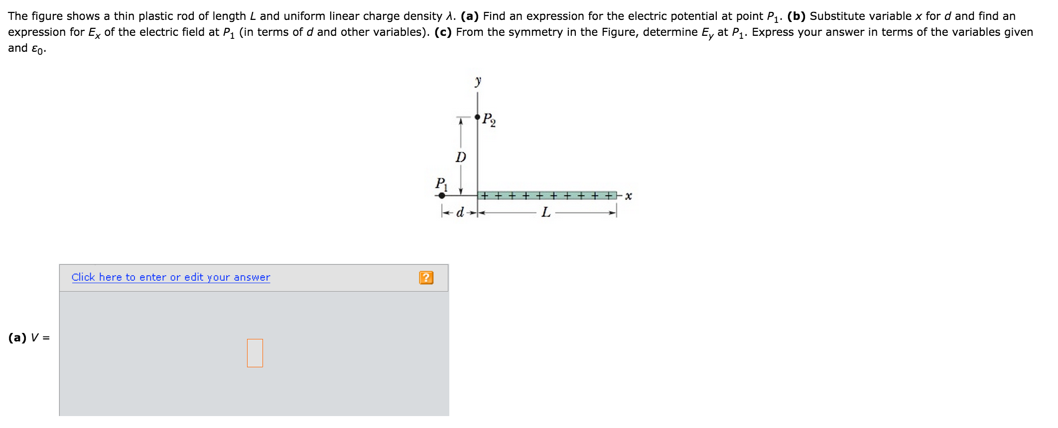 Solved The figure shows a thin plastic rod of length L and | Chegg.com