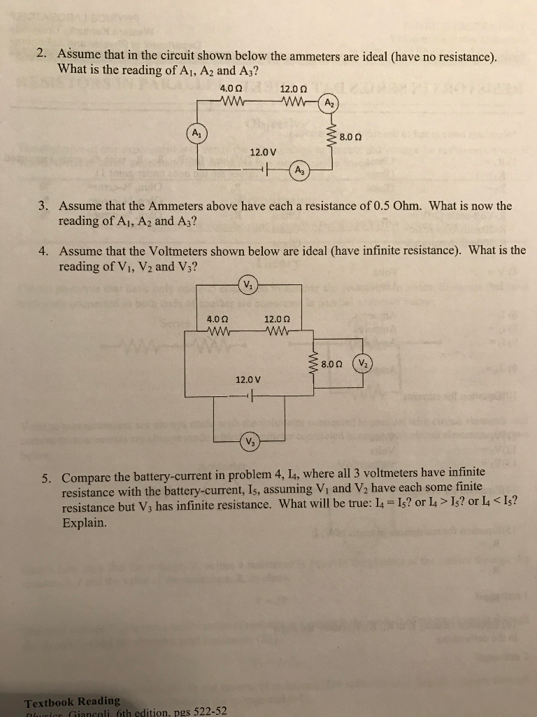 Solved Assume that in the circuit shown below the ammeters