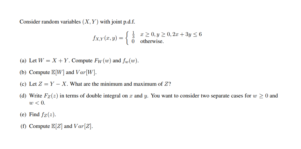 Solved Consider random variables (X, Y) with joint p.d.f. | Chegg.com